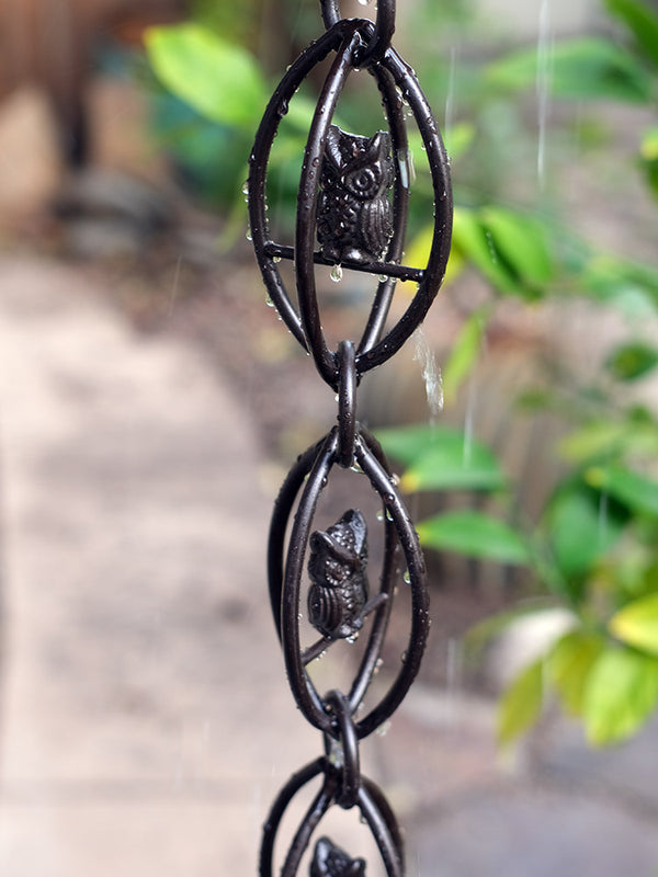 Rain Chain Aluminum Owls - Bronze powdercoat RainChains