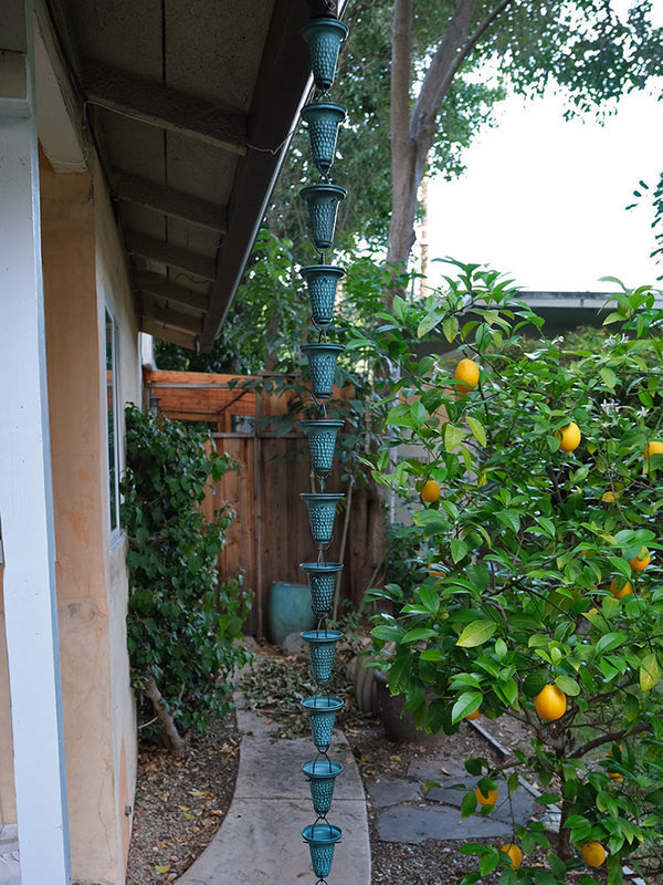 Rain Chain Flared Cups - Patina RainChains