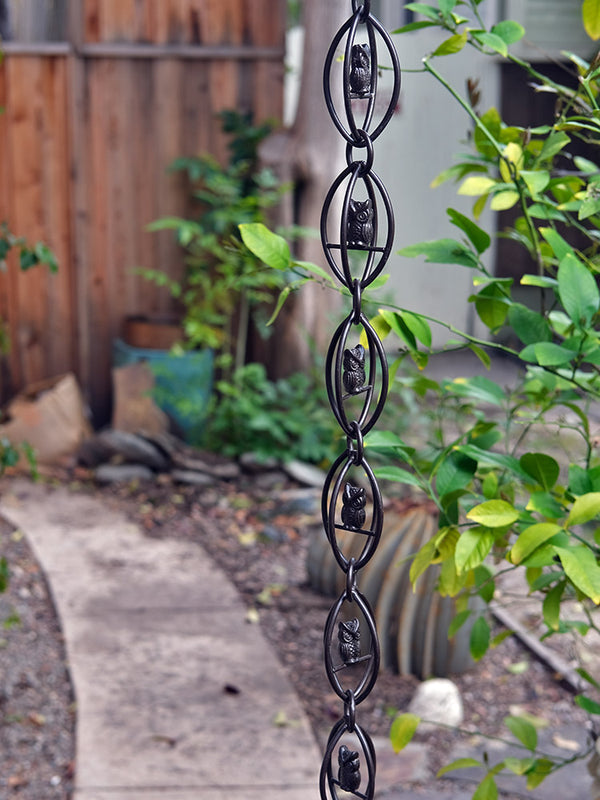 Rain Chain Aluminum Owls - Bronze powdercoat RainChains