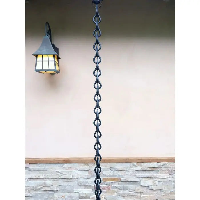 Cast Aluminum Link Droplet Chain- Black Powder Coat RainChains