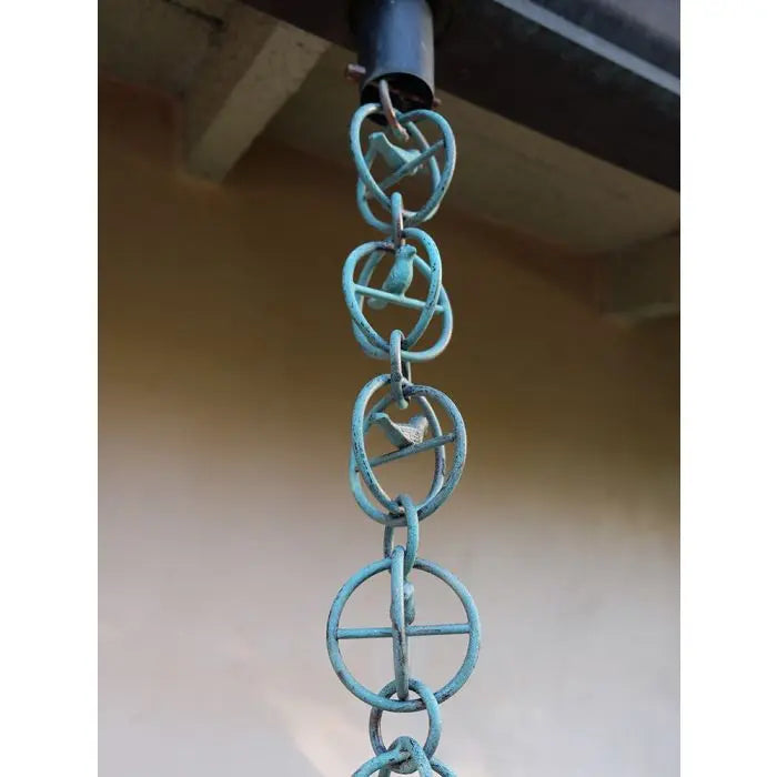 Rain Chain Copper Bird in a Cage- Patina RainChains