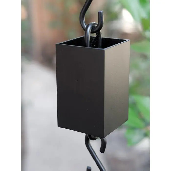 Rain Chain Kenchiku Black Coated Square Cups RainChains