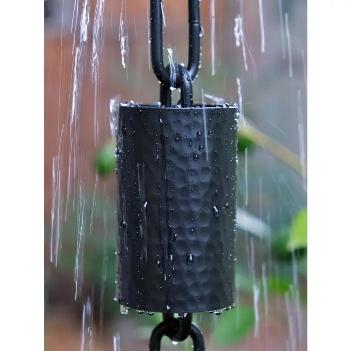 Rain Chain Kenchiku Black Hammered Round Cups RainChains