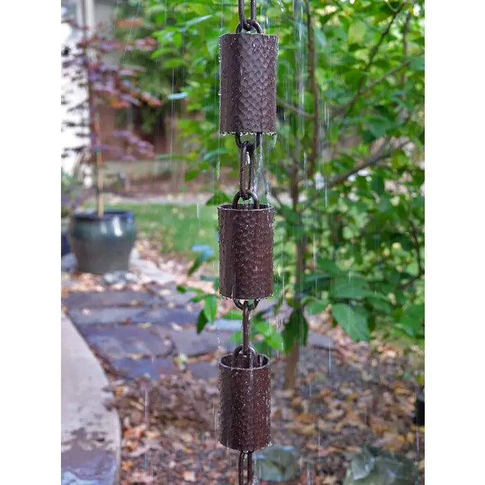 Rain Chain Kenchiku Bronze Hammered Round Cups RainChains