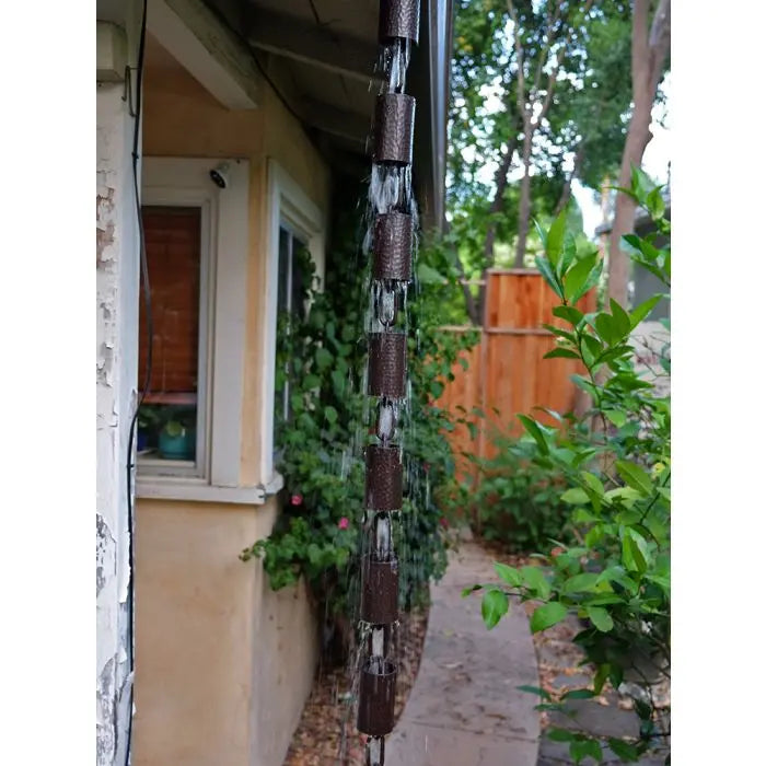 Rain Chain Kenchiku Bronze Hammered Round Cups RainChains