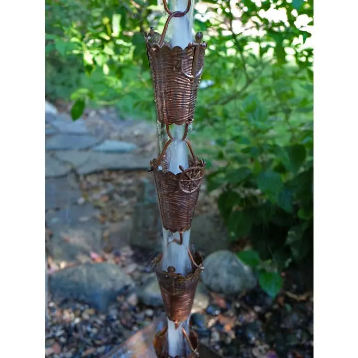 Rain Chain Nautical Cups Pure Unfinished Copper RainChains