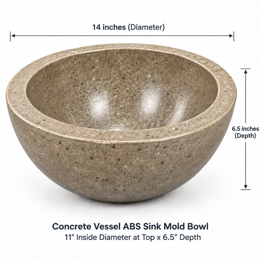 Concrete Vessel ABS Sink Mold DPM-10 Bowl (14"x6.5") Expressions LTD