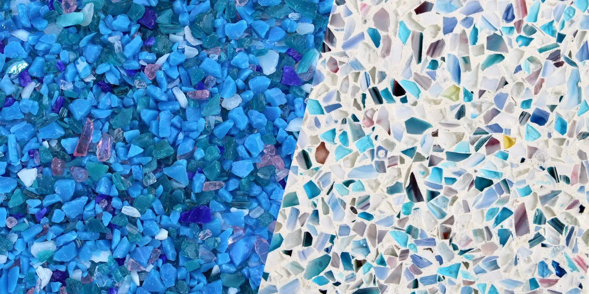 Decorative Crushed Aggregate for Concrete - Sky Blue Glass Walttools