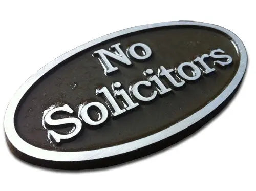 Pewter (Aluminum) No Solicitors Plaque, Oval Expressions LTD