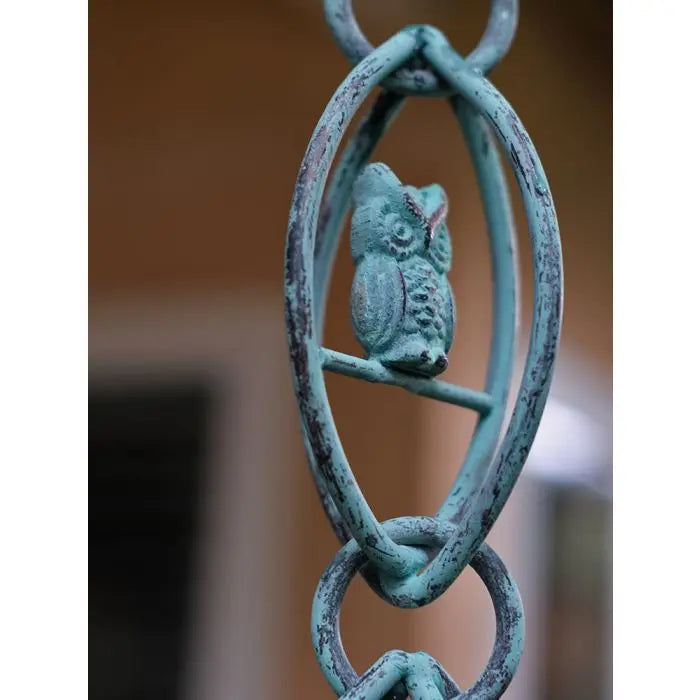 Rain Chain Aluminum Owls - Antique Patina RainChains