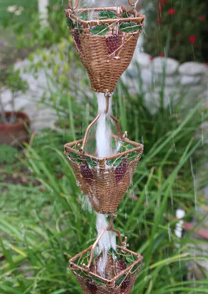 Rain Chain Basket and Glass Copper Cups RainChains