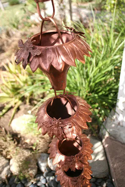 Rain Chain Copper Sunflower and Honey Bees RainChains