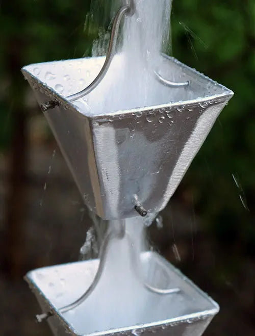 Rain Chain Medium Square Cups - Aluminum RainChains