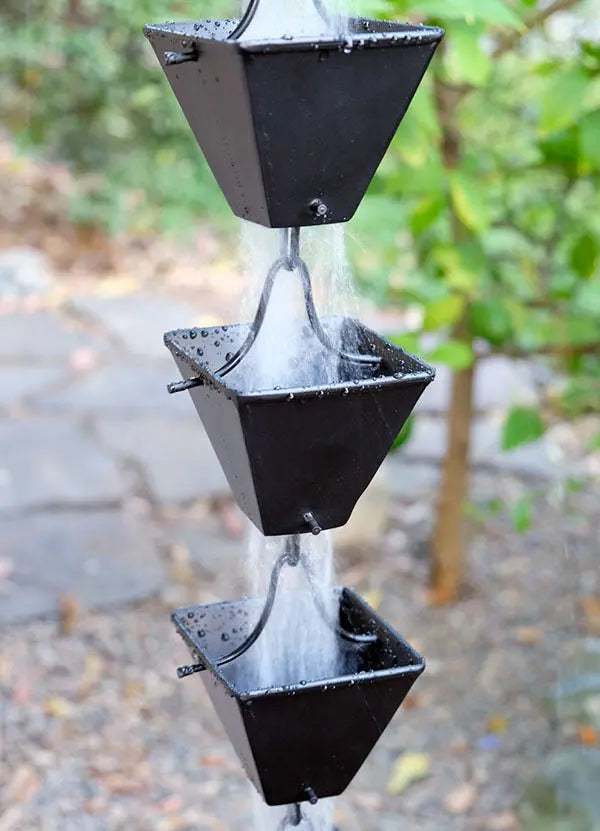 Rain Chain Medium Square Cups - Black