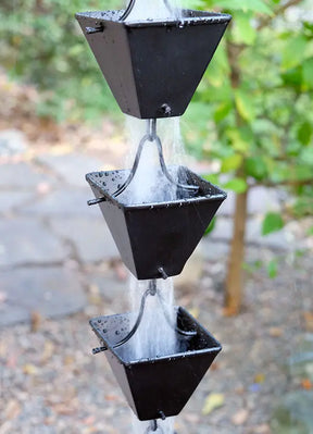Rain Chain Medium Square Cups - Black RainChains