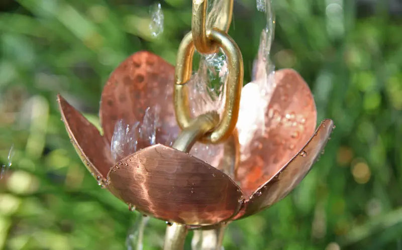 Rain Chain Tara Flower Copper  Brass Cups