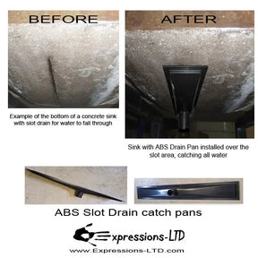 Sink Linear Drain Pan- Black ABS for Slot Drains Expressions LTD