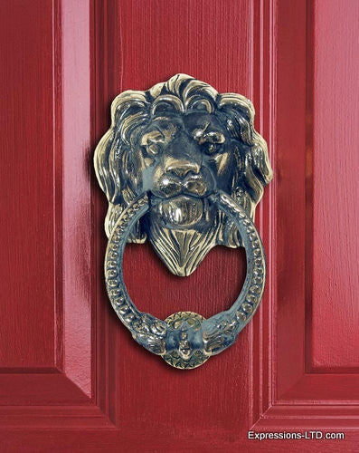 Leo Lion Door Knocker - Verdigris Whitehall