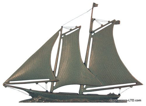 46-Inch Yacht Weathervane - Verdigris Whitehall