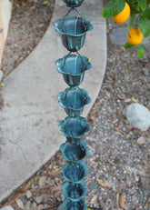 Rain Chain Flower Cups in Patina RainChains