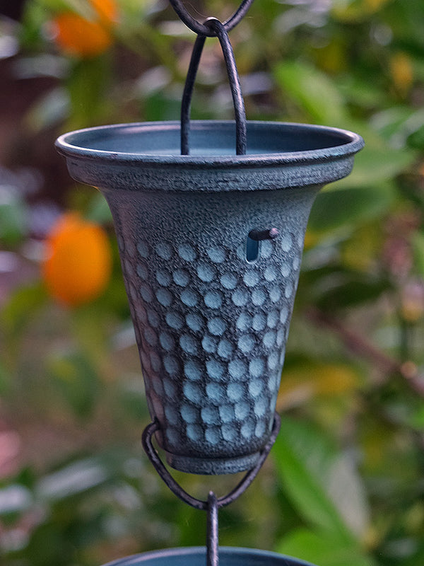 Rain Chain Flared Cups - Patina RainChains