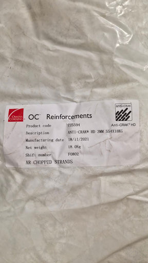Glass Fiber Reinforcement - Chopped Fiber AR Anti-Crak® 3mm Owens Corning