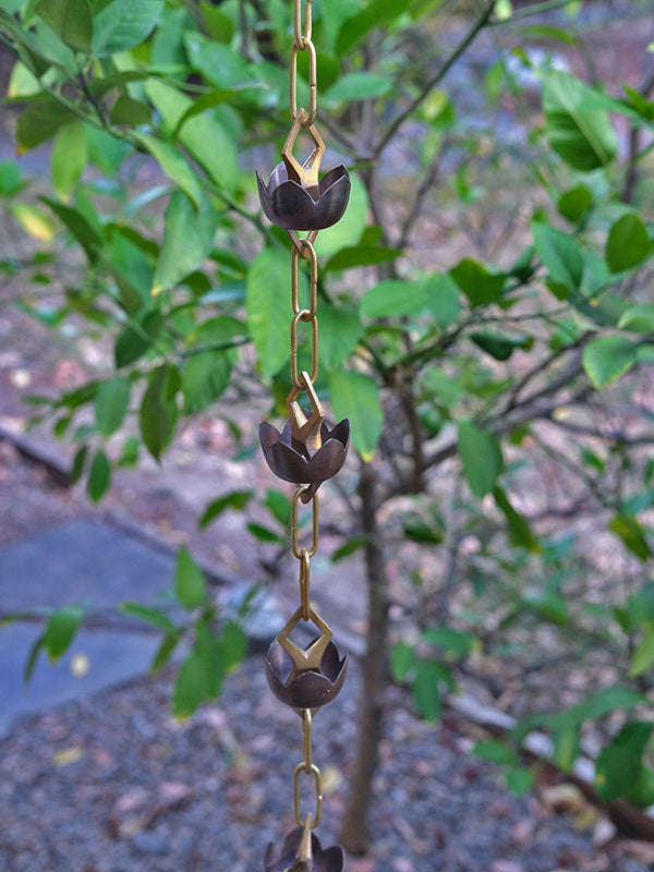 Rain Chain Copper and Brass Lotus RainChains