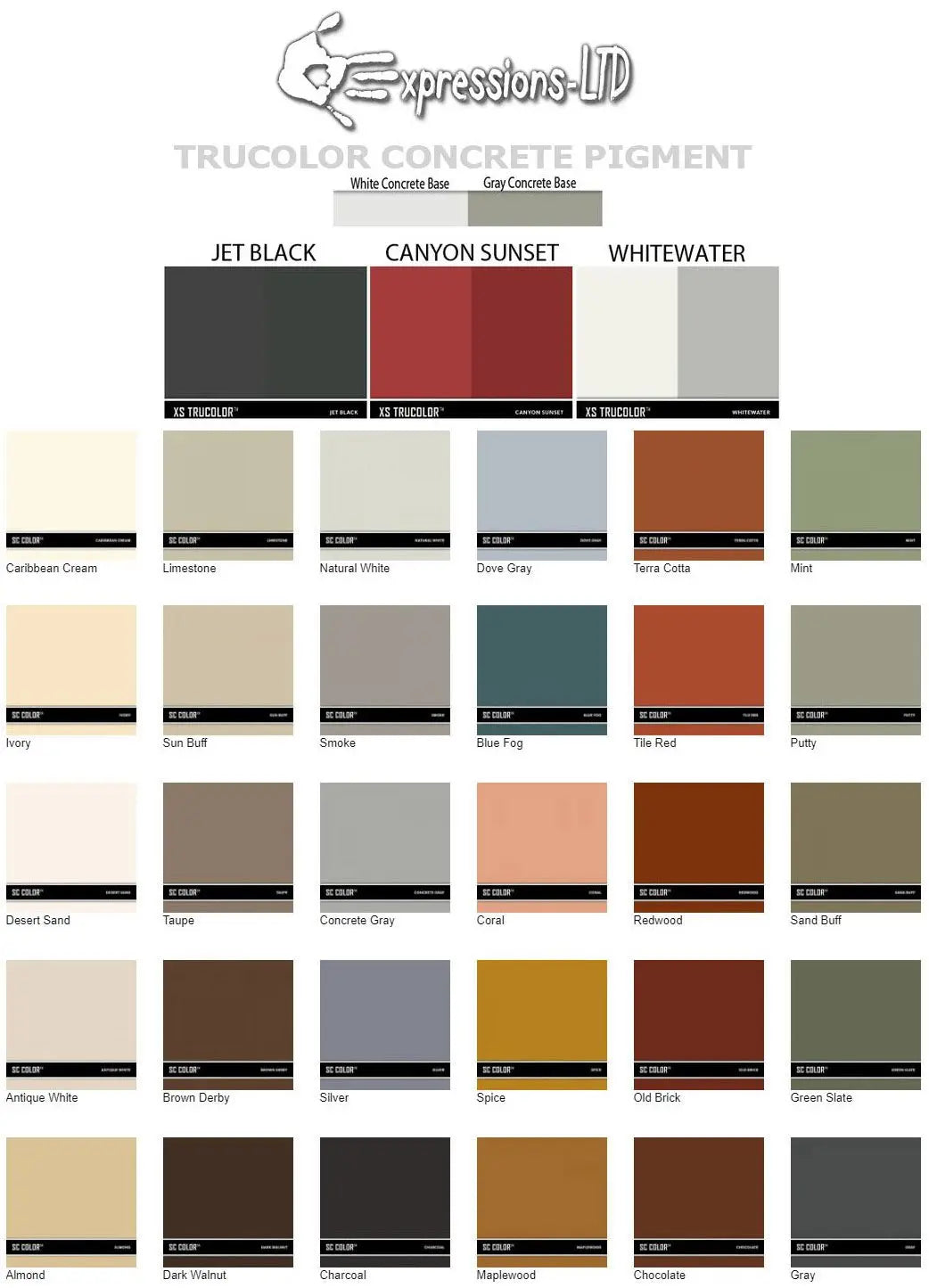 Concrete Powder Pigment Veining & Seams Color Kit (All 33 Colors)