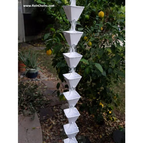 Rain Chain Medium Square Cups - White RainChains