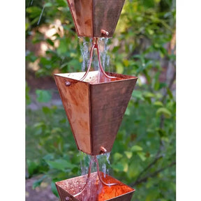 Rain Chains Large Square Tapered Cups- Copper RainChains