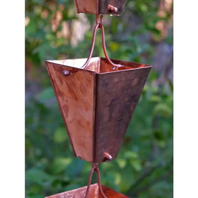 Rain Chains Large Square Tapered Cups- Copper RainChains
