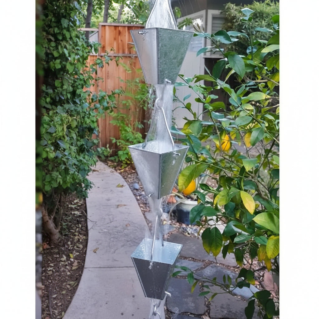 Rain Chains Square Tapered Cups-Aluminum RainChains