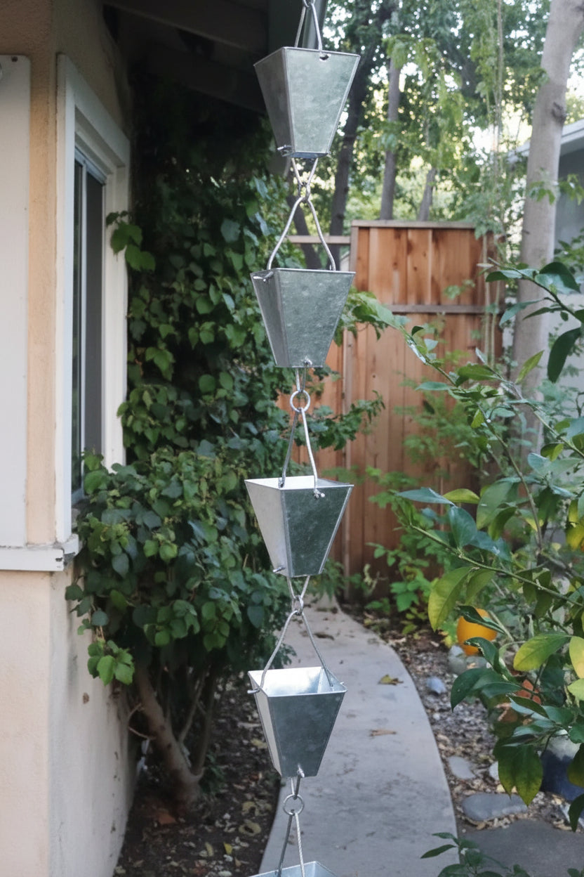Rain Chains Square Tapered Cups-Aluminum RainChains