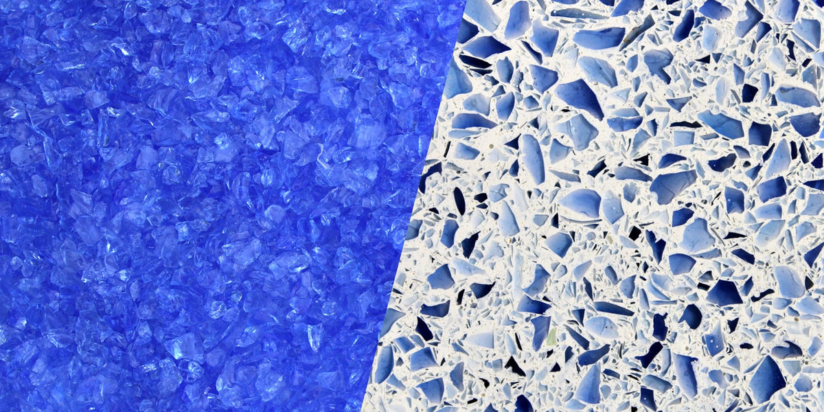Decorative Crushed Aggregate for Concrete - Sky Blue Glass Walttools