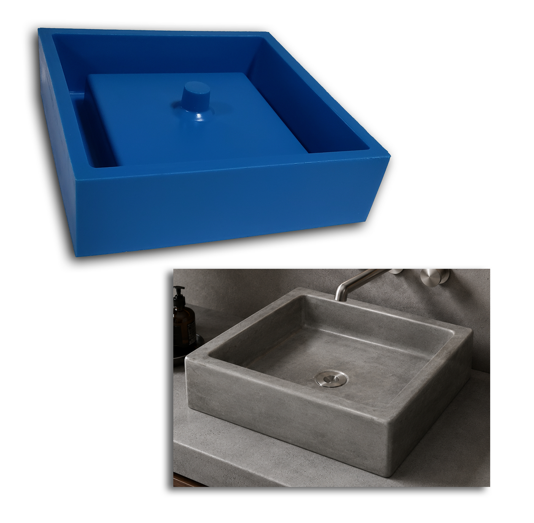 Concrete Sink Mold SDP-47 Vessel Box (15"x15"x4") PNL Liners