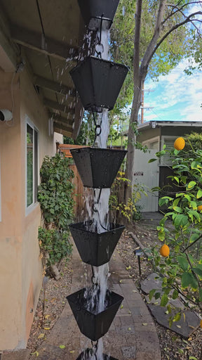 Rain Chain Extra Large Square Cups - Black