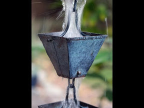 Rain Chain Medium Square Cups - Patina