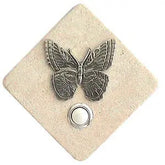 Butterfly Stone Doorbell - Pewter Butterfly Accent on Stone Tile CustomDoorbell Diamond
