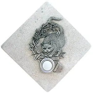 Cat Stone Doorbell Pewter Finish
