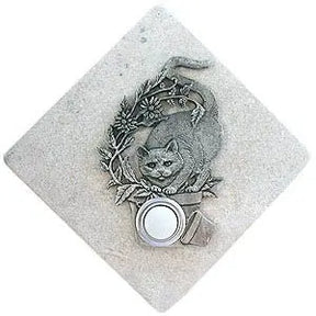 Cat Stone Doorbell Pewter Finish CustomDoorbell Diamond
