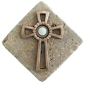 Celtic Cross Stone Doorbell in Pewter, Brass, ORB or Bronze