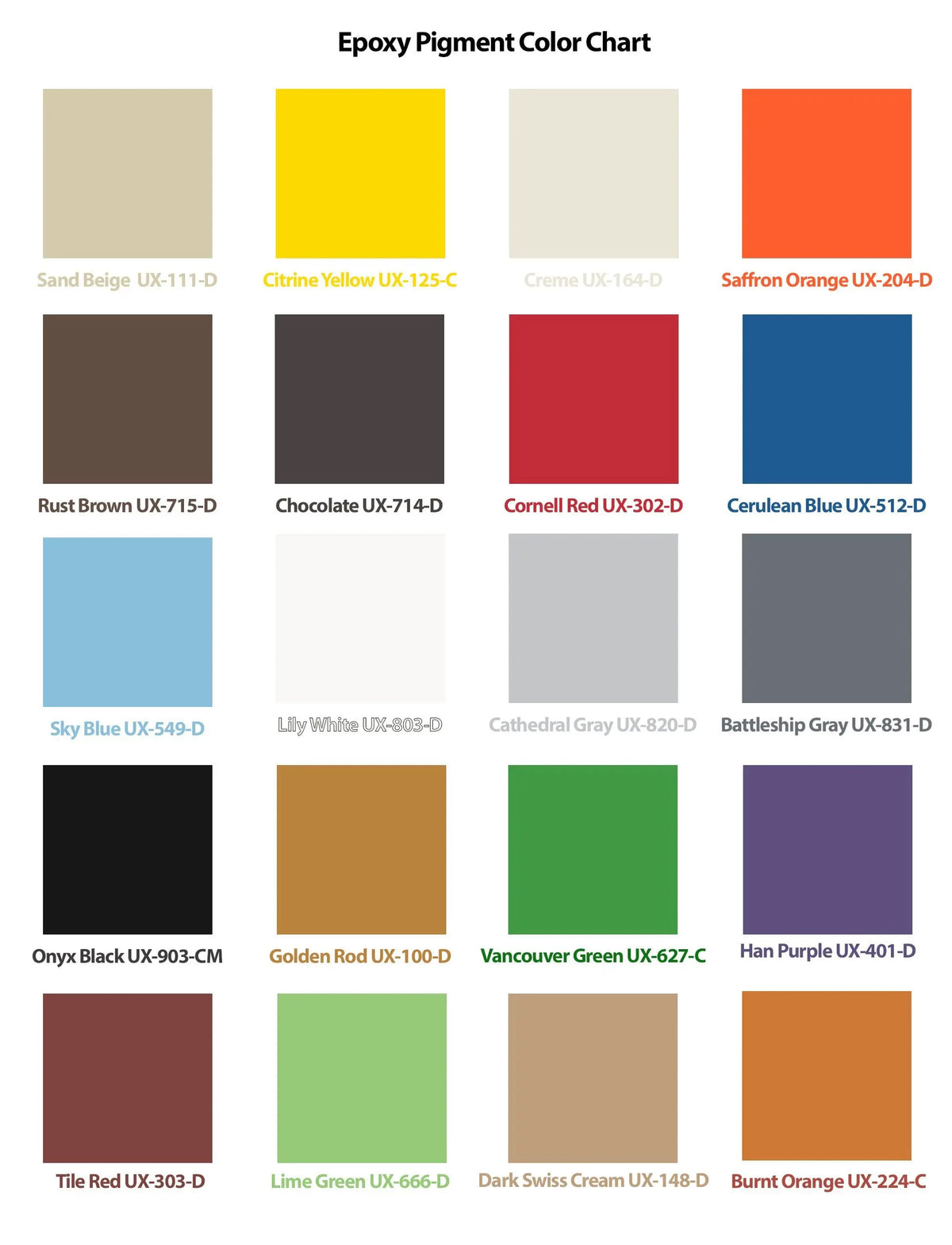 Epoxy Pigment Colors - Epoxy Countertop and Concrete System Z-Form