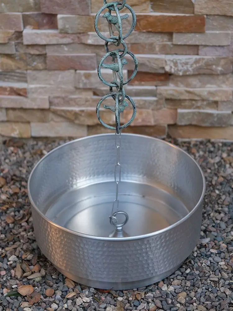 Hammered Cylinder Basin Bowl in Copper or Aluminum RainChains