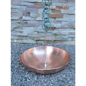 Hammered Shallow Basin Dish in Copper or Aluminum RainChains