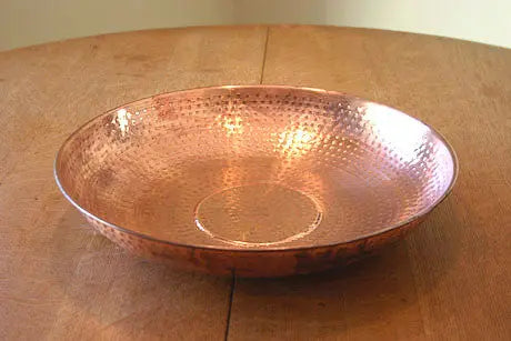 Hammered Shallow Basin Dish in Copper or Aluminum RainChains