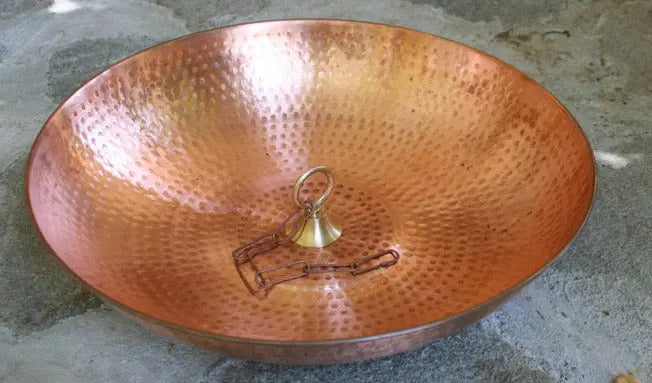 Hammered Shallow Basin Dish in Copper or Aluminum RainChains