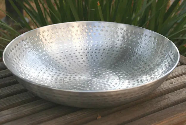 Hammered Shallow Basin Dish in Copper or Aluminum RainChains