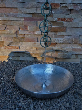 Hammered Shallow Basin Dish in Copper or Aluminum RainChains