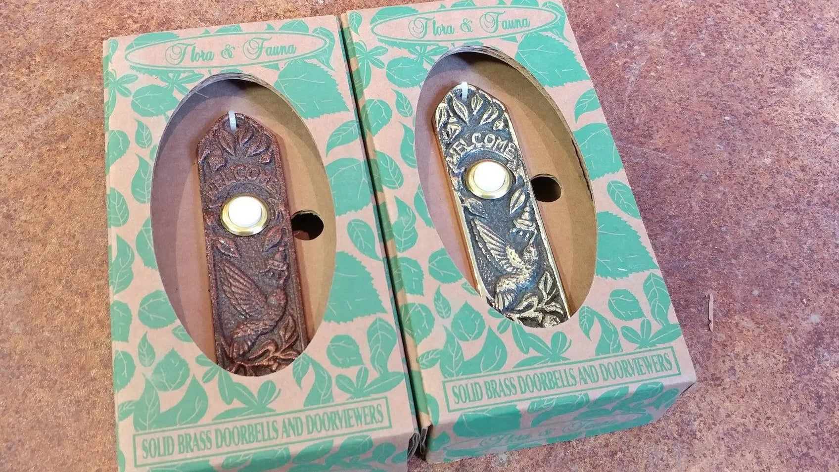 Hummingbird Narrow Doorbell - Verdigris Whitehall