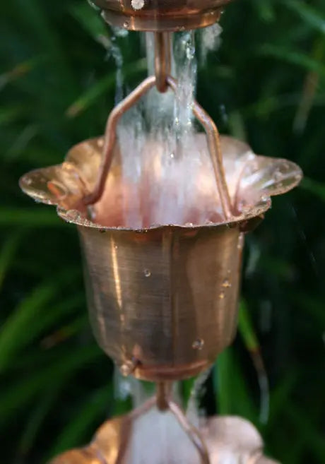 Rain Chain Copper Flower Cup RainChains